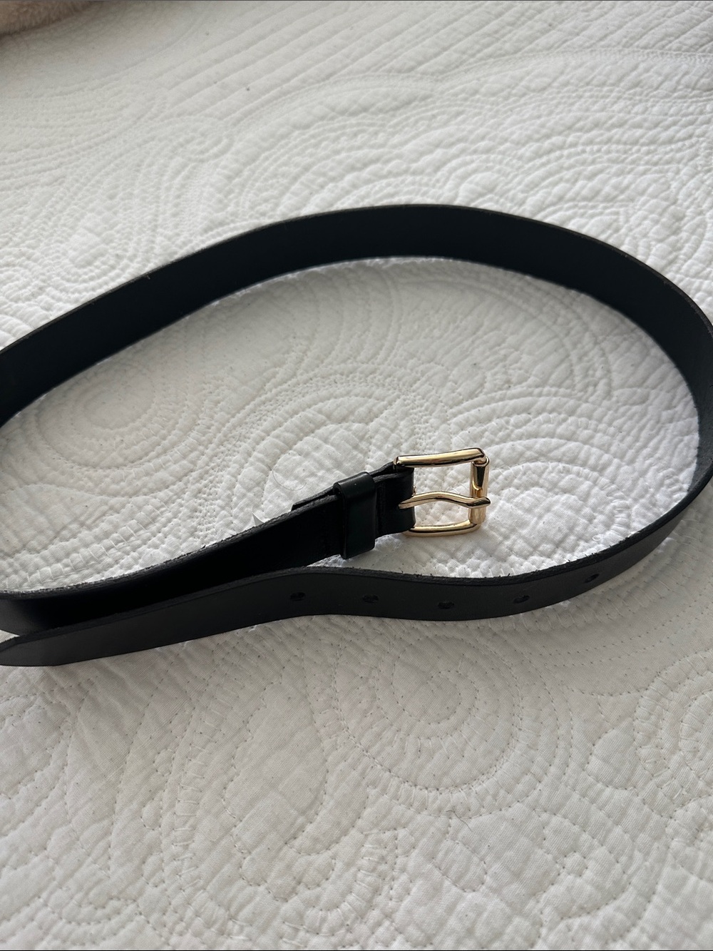 Banana Republic Black Leather Belt with Gold Buckle